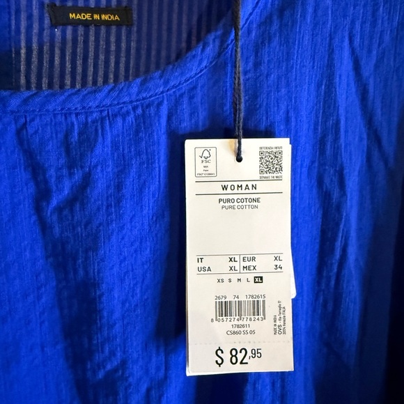 Piombo Women’s Cobalt Blue Cotton‎ Summer Gauze Dress, Size XL - Picture 2 of 4